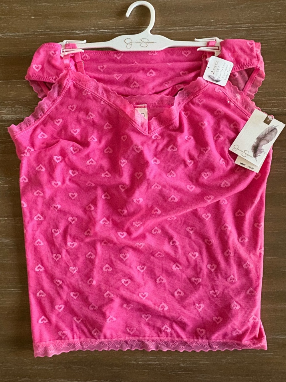 Jessica Simpson Novelty Lace Cami & Tanga Set
